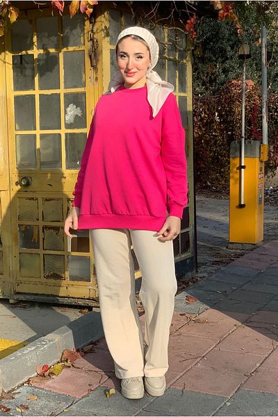 Moda Rosa 25K4437 - Fuchia - Three Thread Raw Basic Sweat