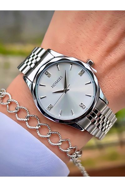 Homies Women Wristwatch Metal Band Waterproof Silver Color