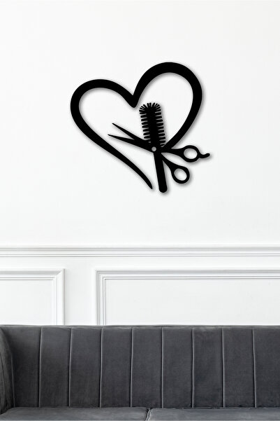 To Design Lab Kuaför - Berber Temalı Kalpli Dekoratif Tablo