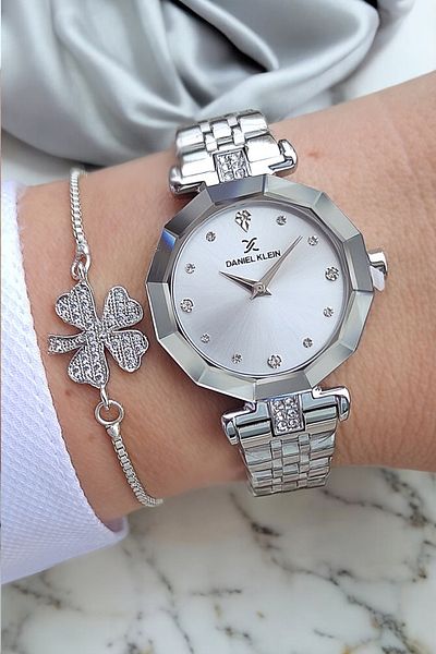 Daniel Klein New Model 3 Atm Waterproof Metallic Women's Wristwatch and Rhinestone Bracelet Gift Set