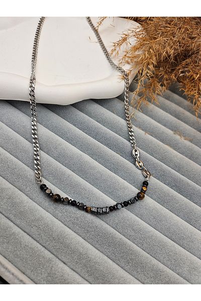 AURA Natural Stone & Steel Men's Necklace