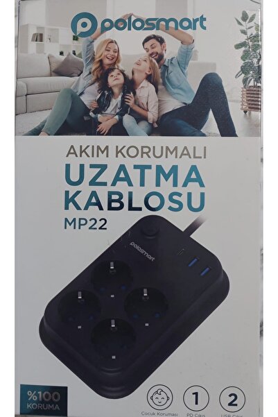 Polosmart uzatma kablosu 2 metre termal koruma ve usb girişli
