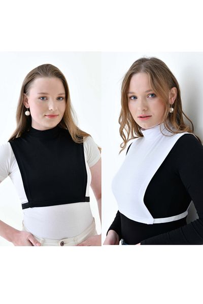 mirach Half Turtleneck - Flexible, Lycra Plus Size Body Set 2 Pack Sleeveless Neck Collar