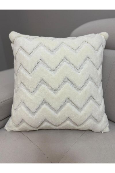 ŞENER HOME   Ecru Decorative Punch Throw Pillow Cover