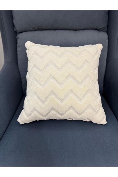 ŞENER HOME   Ecru Decorative Punch Throw Pillow Cover