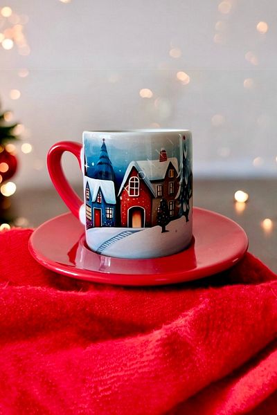 DVOYAGE Winter Themed Porcelain Turkish Coffee Cup