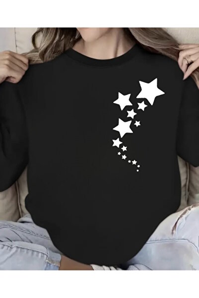 WOODROFFE Hanorac oversize, gri, alb, negru, cu imprimeu Shooting Star, pentr...