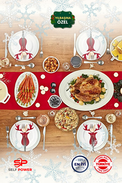 Self Power Deer Themed Christmas Tree Filt Blade Fork Set Themed Design&Party Decor Desktop Decor