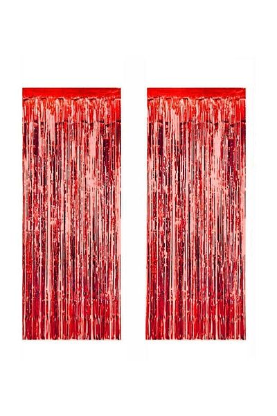 Öz-bal 2Pcs Red Metallized Door Banner - Ornamental Background Curtain