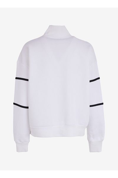 Lee Cooper Women's White Stand Collar Printed Sweatshirt - Grace White 251 Lcf 241007