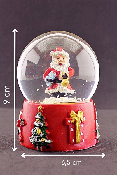 HediyeFilesi Merry Christmas Noel Baba Tasarımlı 9 cm Orta Boy Işıklı Kar Kür...