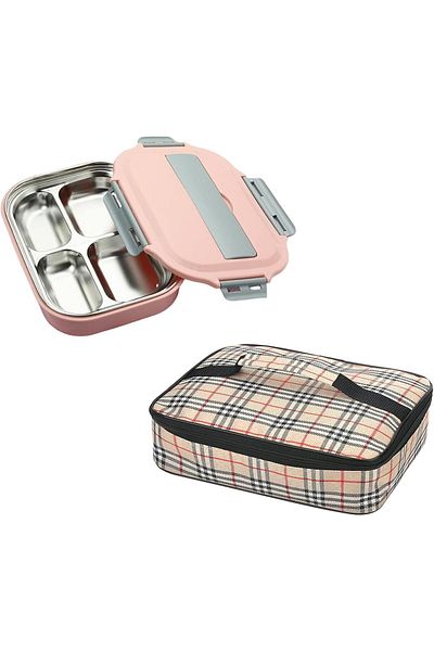 COOYA Large Capacity Lunch Box, Stainless Steel Bento Box with Insulated Bag, Suitable for Microwave