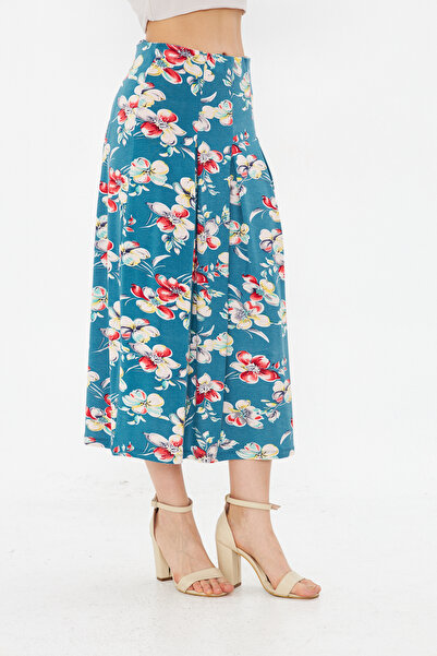 CrazyShopping Fusta lungă plisată în modal din viscoză cu model floral