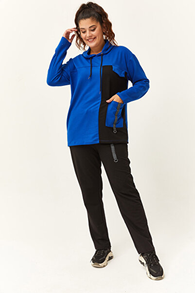 Ebsumu Дамски черен анцуг с големи размери и джобове