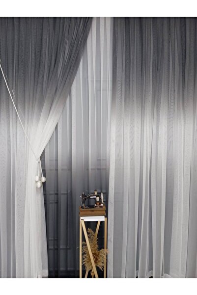 farbateks Grey Color Color Transitioning Gradient Right/Left Suit Tulle Background Curtain