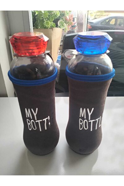 kurt41 2 ADET Kılıflı Cam Matara Siyah 750 Ml