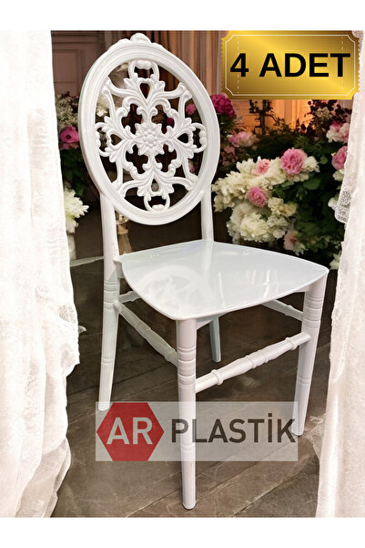 AR PLASTİK 4 Adet Diva Sandalye Beyaz - Mutfak | Balkon | Bahçe Sandalyesi