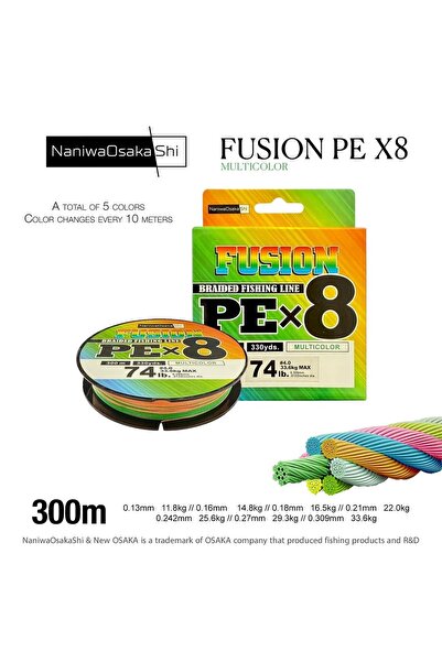 Genel Markalar NANIWAOSAKASHI FUSION 8X 300MT MULTICOLOR 0,242MM