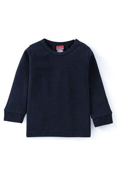 Babyhug Full Sleeves Solid Thermal Vest  with Sando & Pajama - Dark Navy Blue