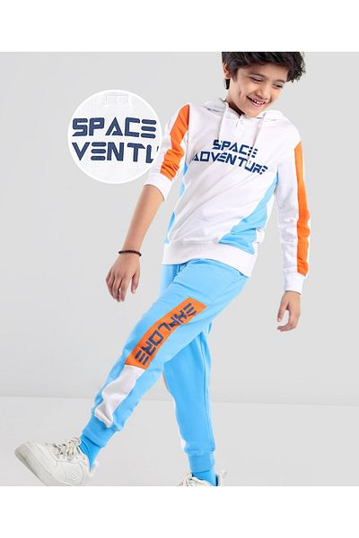 Ollington St. Ollington St. Cotton Full Sleeves Winter Wear Hoodie & Lounge Pants Set Text Print - Multicolor