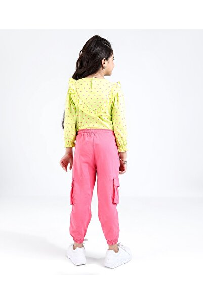 Ollington St. Ollington St. 100% Cotton Knit Full Sleeves Top & Legging Set Polka Dot Print - Yellow & Pink