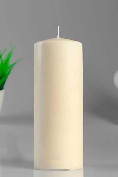 Paşa Cam Silindir Kütük Mum Krem Lavanta Kokulu Genişlik 8 Cm - Yükseklik 16 Cm