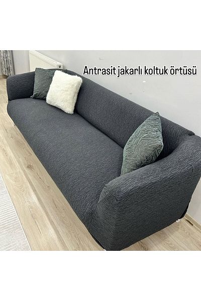 riselerhome 3 Seater Plain Jacquard Elastic Sofa Cover