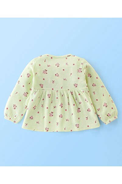 Babyoye Eco-Conscious Organic Cotton Full Sleeves Top & Legging With Floral Print - Green & Red