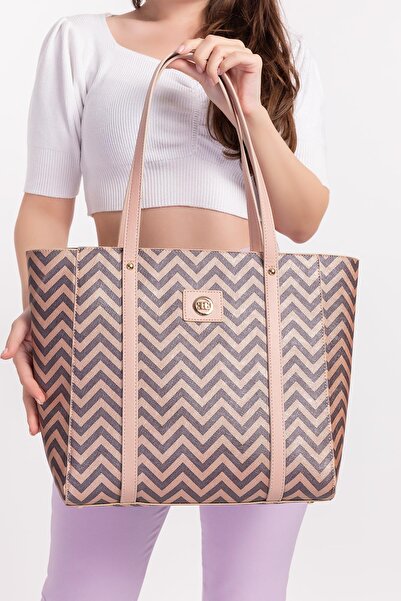gio&mi Powder Colored Karen Hand and Shoulder Bag - Zigzag Design