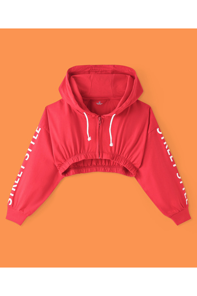 Ollington St. Ollington St. - Cotton Full Sleeves Hoodie With Print & Cargo Joggers With Inner Top - Red & Black