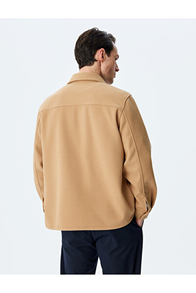 Koton Clamshell Pocket Buttoned Long Sleeve Regular Fit Stamp Shirt Jacket