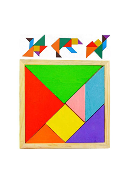 Floopy Joc Tangram 7 piese din lemn, Puzzle educativ pentru copii 3 ani+