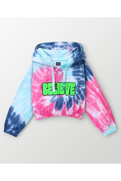 Ollington St. Ollington St. Winter Wear Tie Dye Full Sleeves Hoodie & Culottes/Co/ord Set - Multicolor