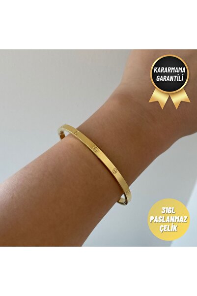 nerora سوار ستانلس ستيل ذهبي رفيع بدون حجر (مضمونة ضد التشويه)