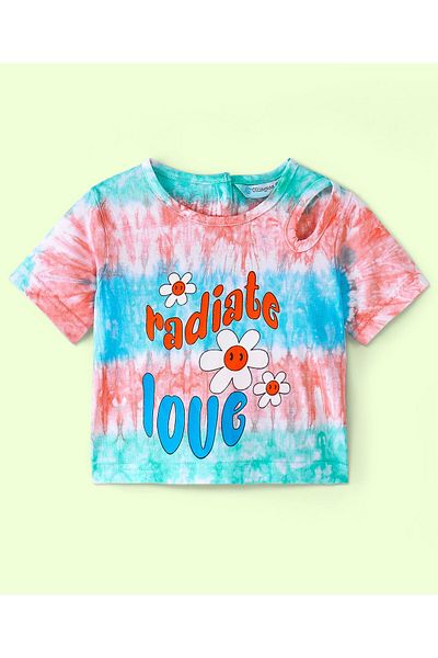 Ollington St. Ollington St. 100% Cotton Tie & Dyed Half Sleeve Top With Chest Print & Shorts/Co/ord Set-Multicolor
