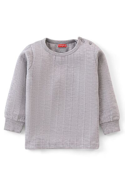 Babyhug Full Sleeves Thermal Wear Pullover Vest & Pant Set - Grey