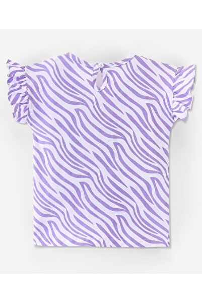 Ollington St. Ollington St. 100% Cotton Knit Short Sleeves Top & Shorts Set Abstract Print - White & Purple
