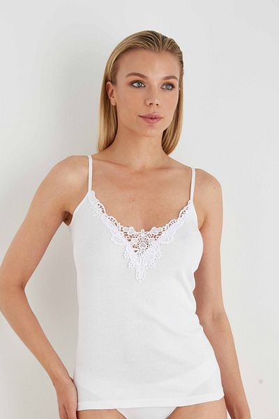 Sevim Γυναικείο 2 τεμάχιο Rib Lycra Lace Tank Top
