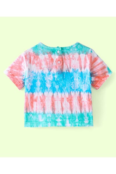 Ollington St. Ollington St. 100% Cotton Tie & Dyed Half Sleeve Top With Chest Print & Shorts/Co/ord Set-Multicolor