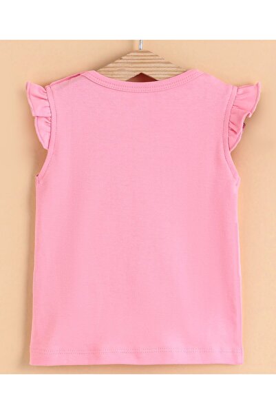 Babyoye Short Sleeves Zebra Print Top & Printed Skirt With Suspenders - Pink