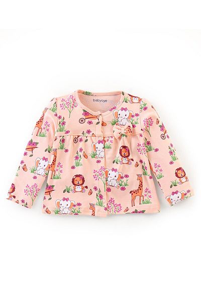 Babyoye Eco Conscious 100% Cotton Full Sleeve Top & Bootie Legging Set Wild Animals -Pink & Purple