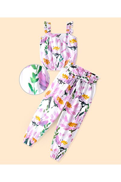 Ollington St. Ollington St. 100% Cotton Sleeveless Top & Joggers/Co/ord Set Floral Print - Multicolor