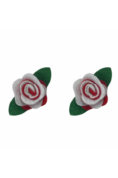 Floopy Trandafiri din pasla, cu adeziv, Rosu, Alb, Verde, 4.6 cm, 2 buc/set, ...