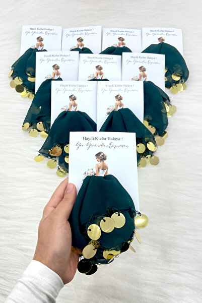 ZEYMERADE بطاقة شيفون ذهبية خضراء هدية منديل هالاي 10 قطع، العروس والعريس زفا...