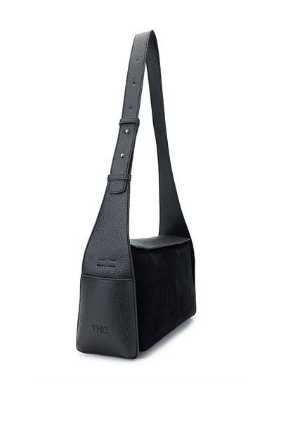 Tamer Tanca Women's Leather/Vegan Black Suede Shoulder Bag