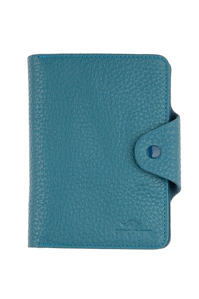 Deriderim Small Genuine Leather Wallet with Card Holder and Id Section in Turquoise