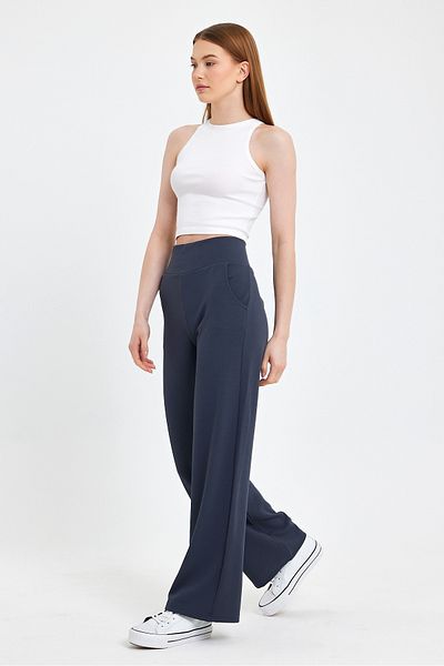 Club Floral Fashıon Loose Crop Trousers with Smoked Corsage Belt