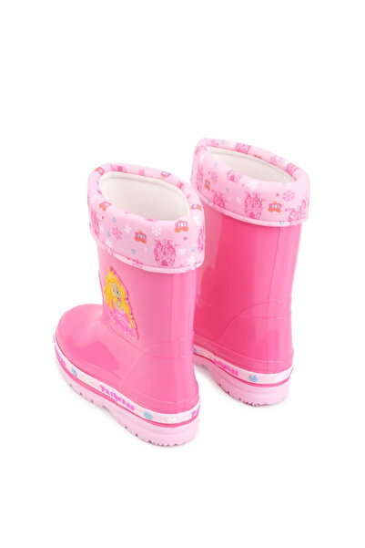 GEZER Kışlık Kız Çocuk Su Geçirmez Içi Sıcak Astarlı Fuşya Yağmur Çizme