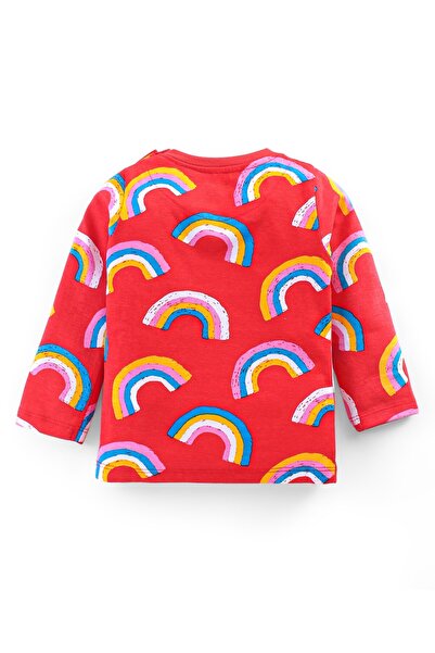 Babyhug Babyhug Cotton Knit Full Sleeves Rainbow Printed Night Suit - Red