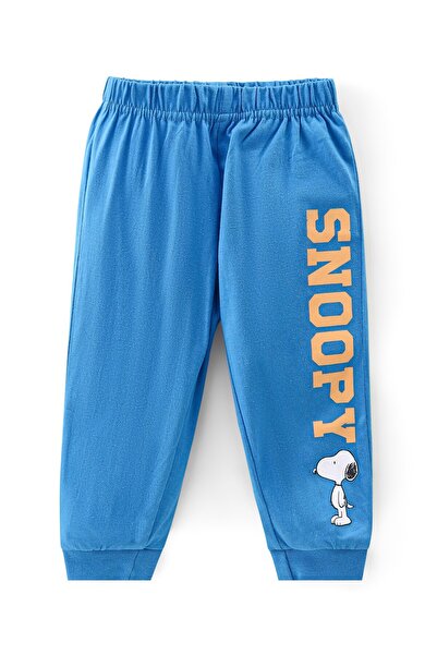 Babyhug Babyhug Cotton Knit Full Sleeves Night Suit With Snoopy Print - Orange & Blue